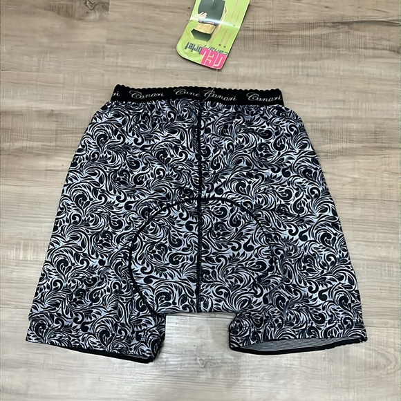 NWT Car air Black Floral Printed Gel Padded Cycling Athletic Briefs Shorts - Picture 11 of 12